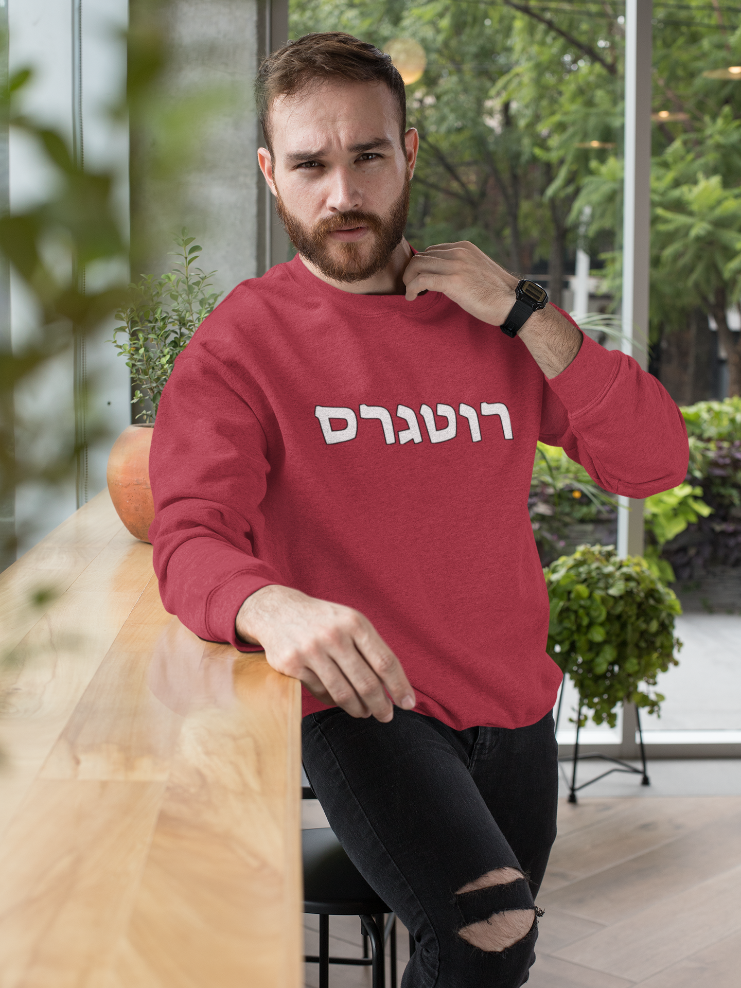 Rutgers Hebrew Sweatshirt - Fire Red