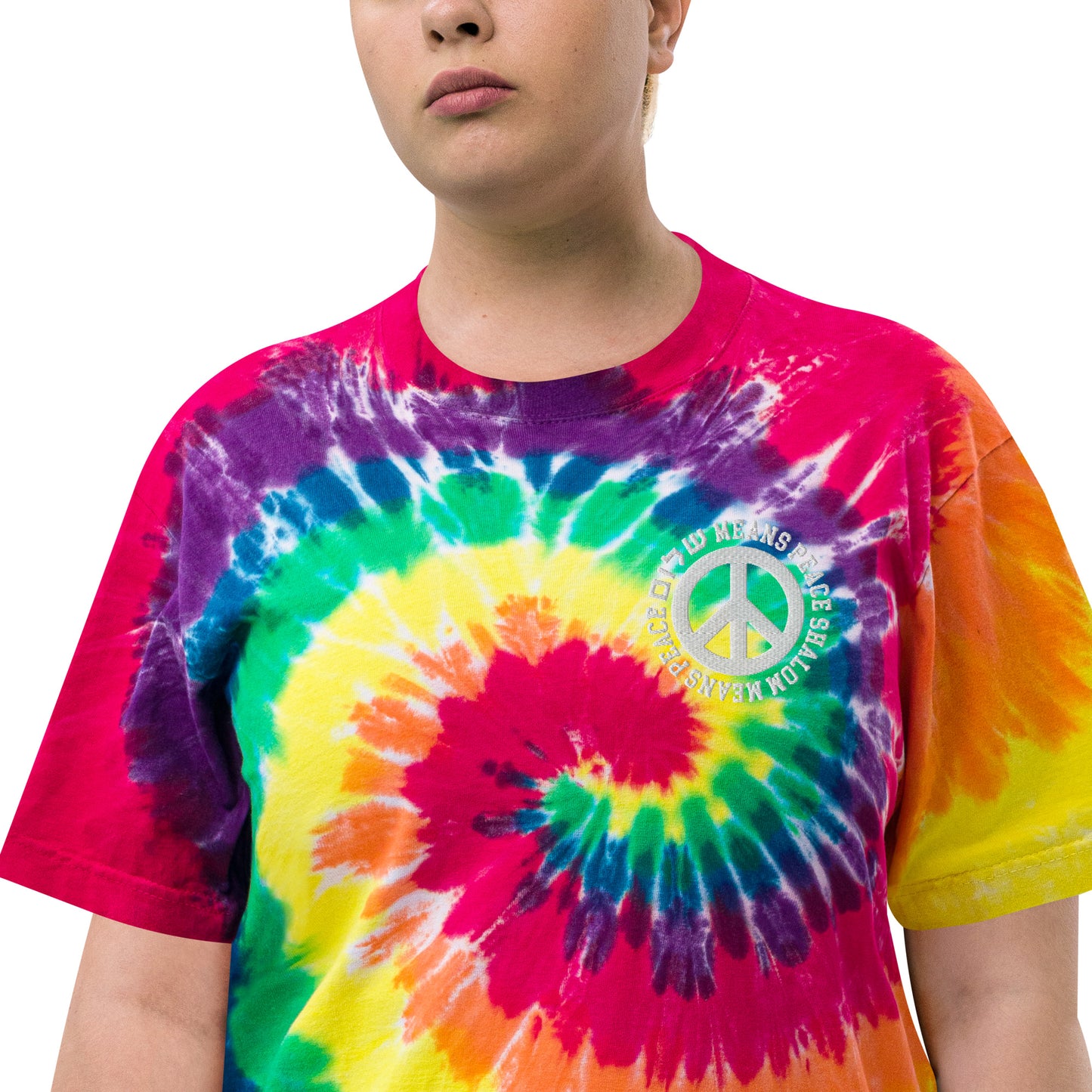 Shalom means peace oversized tie-dye t-shirt