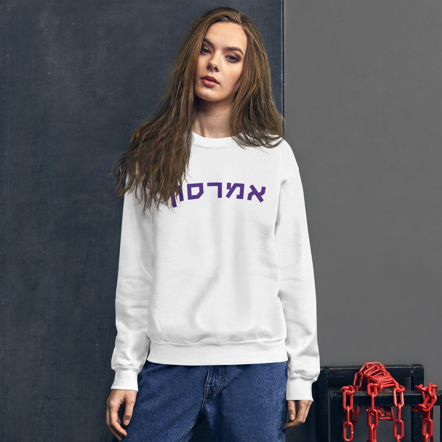 Emerson Hebrew Script Sweatshirt: Stylish Dual-Tone